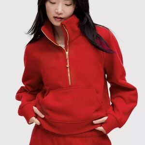 Lululemon Lunar New Year Scuba Oversized Funnel Neck Half Zip Dark Red XS/S